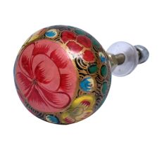 Pink Flower Hand Pinted Indian Kashmiri Cabinet Knobs